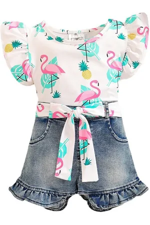 Stylecast Girls White & Blue Printed Top with Shorts