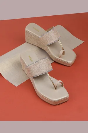 All Things Mochi Embellished One Toe Wedge Heels