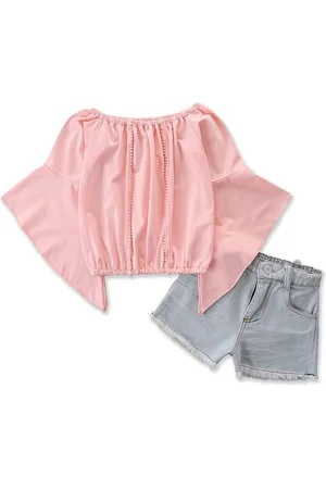 Stylecast Girls Pink Boat Neck Top With Short