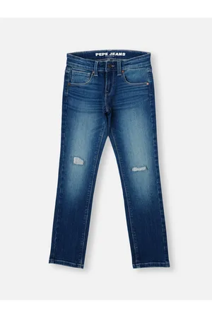 Pepe Jeans Boys Slim Fit Mid-Rise Light Fade Medium Shade Low Distressed Stretchable Jeans