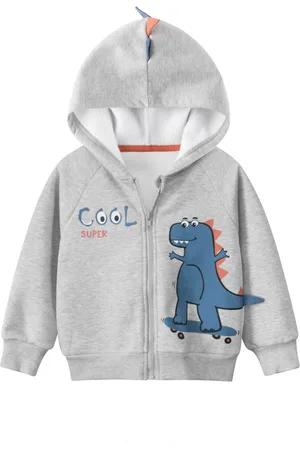 Stylecast Boys Grey Graphic Printed Hooded Sweatshirt
