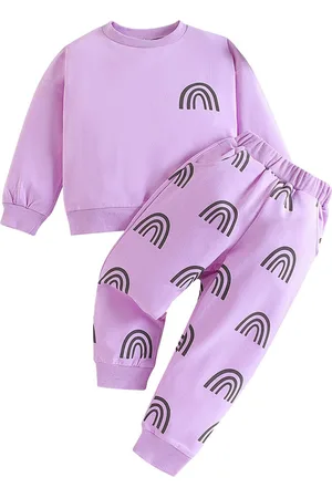 Stylecast Girls Purple Printed T-shirt With Trousers
