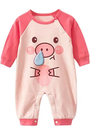 Stylecast Girls Pink Graphic Printed Cotton Rompers