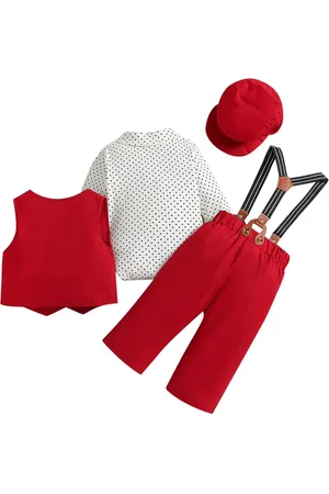 Stylecast Boys Red & White 5 Piece Suit