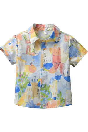 Stylecast Boys White & Yellow Abstract Printed Cotton Casual Shirt