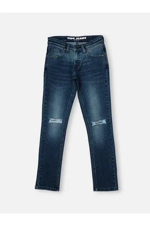 Pepe Jeans Boys Mid-Rise Slim Fit Slash Knee Heavy Fade Stretchable Jeans