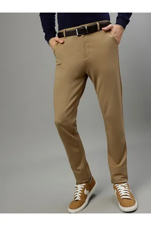ICONIC Men Mid Rise Slim Fit Pure Cotton Chinos Trousers