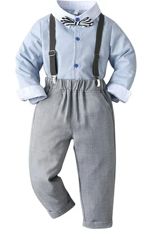 Stylecast Infant Boys Blue Shirt And Trousers With Suspenders