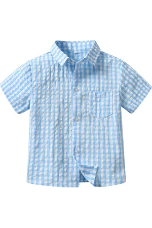 Stylecast Boys Blue Checked Cotton Casual Shirt