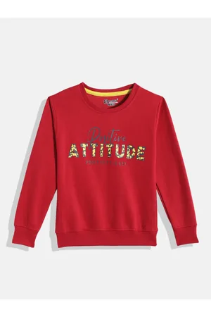 Eteenz Girls Typography Printed Round-Neck Premium Cotton Sweatshirt