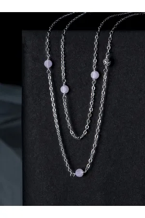 Accessorize London Women Sterling Silver Plated Longline Rose Quartz Necklace