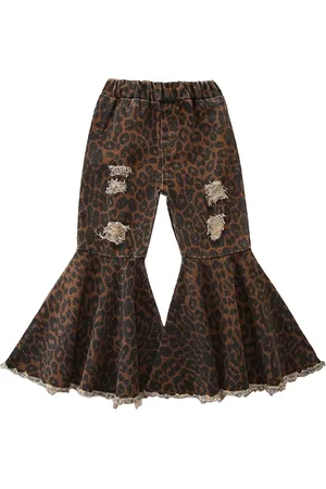 Stylecast Girls Brown Flared Mid-Rise Mildly Distressed Printed Jeans