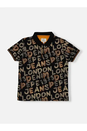 Pepe Jeans Boys Typography Printed Polo Collar Pure Cotton T-shirt