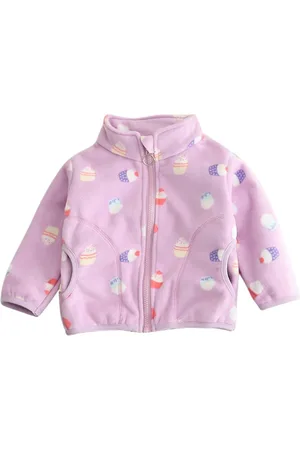 Stylecast Girls Purple Conversational Printed Mock Collar Insulator Cotton Tailored Jacket