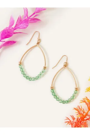 Accessorize London Women Facet Bead Oval Drop Earrings