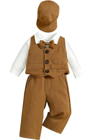 Stylecast Boys Brown Shirt Collar Clothing Set