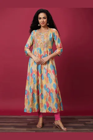 Globus Embroidered Abstract Printed Anarkali Kurta