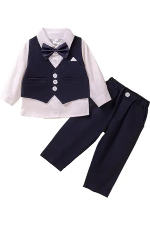Stylecast Boys Blue V-neck Pure Cotton 3 Piece Suit