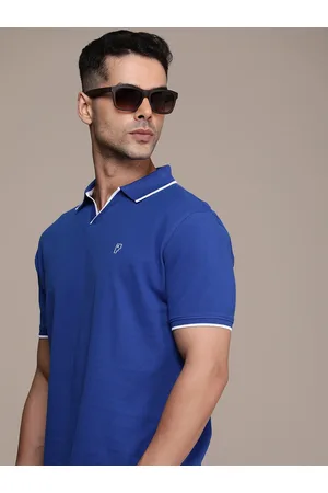 FORCE IX Men Solid Polo Collar Pure Cotton T-shirt