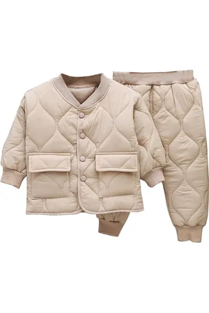 Stylecast Boys Beige Mandarin Collar Cotton Quilted Puffer Jacket