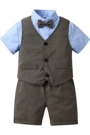 Stylecast Boys Blue Shirt with Shorts And Striped Waistcoat