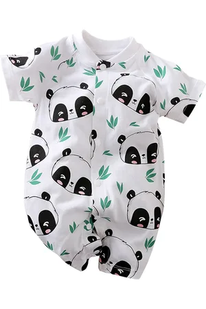 Stylecast White Infants Kids Printed Cotton Rompers