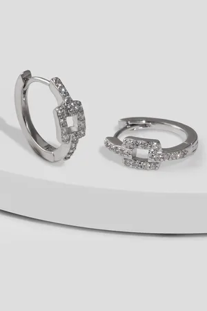 GIVA 925 Silver Sparkling Loop Hoop Earrings