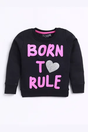 Eteenz Girls Typography Printed Round-Neck Premium Cotton Sweatshirt