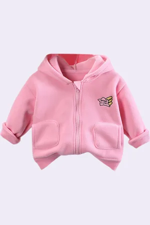Stylecast Girls Pink Hooded Cotton Front-Open Sweatshirt