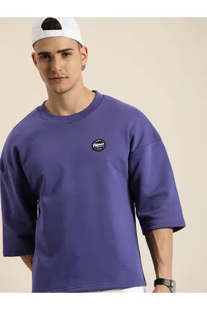 Difference of Opinion Men Oversized Fleece Sweatshirt with Applique Detail