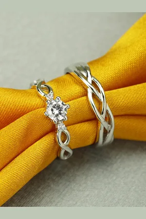 Peora Silver-Plated Couple Ring Set