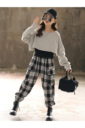Stylecast Girls Grey Round Neck Top With Pyjamas