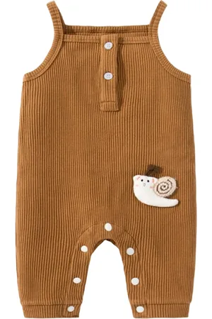 Stylecast Infant Kids Brown Striped Cotton Rompers