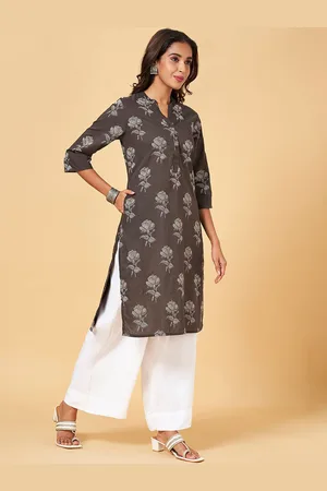 Pantaloons Floral Printed Mandarin Collar Cotton Kurta