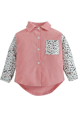 Stylecast Girls Pink Abstract Printed Cotton Casual Shirt