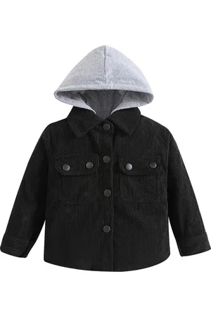 Stylecast Boys Black Striped Hooded Long Sleeves Cotton Tailored Jacket