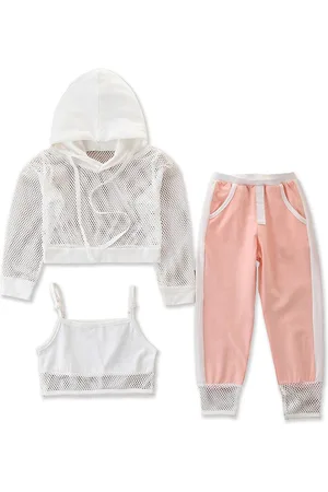 Stylecast Girls Pink and White Hooded T-shirt and Shirt with Pyjamas