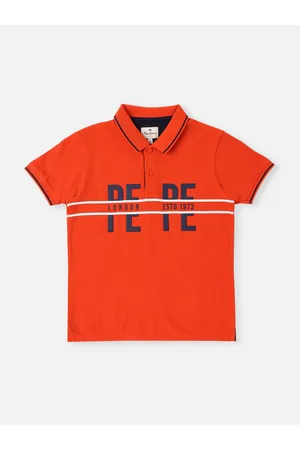 Pepe Jeans Boys Typography Printed Polo Collar Pure Cotton T-shirt
