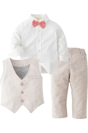 Stylecast Boys White Striped 3 Piece Suit