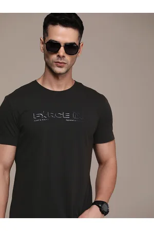 FORCE IX Men Black & french middle red purple Brand Logo Printed Pure Cotton T-shirt