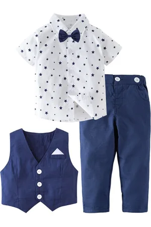 Stylecast Boys Navy Blue Conversational Printed Shirt With Trousers