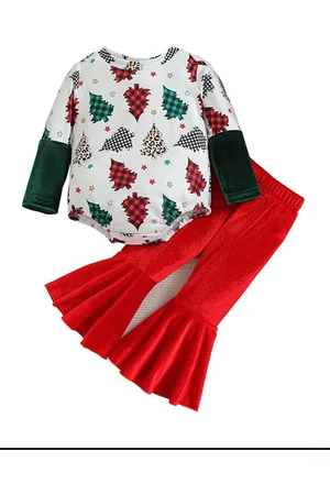Stylecast Girls White & Red Conversational Printed T-shirt With Flared Trousers