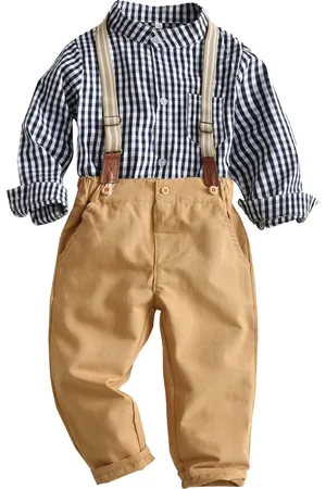 Stylecast Boys White & Khaki Checked Shirt With Trousers