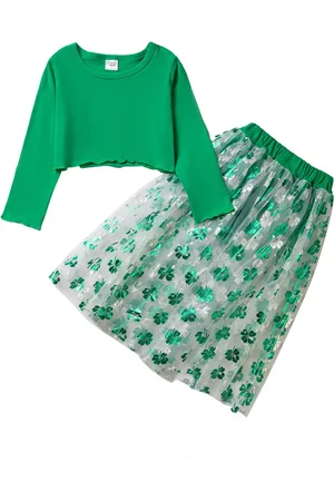 Stylecast Girls Green Top with Floral Skirt