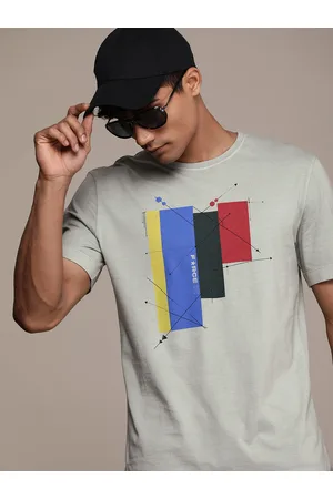FORCE IX Men Brand Logo Printed Pure Cotton T-shirt