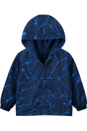 Stylecast Boys Blue Abstarct Printed Windcheater Hooded Cotton Sporty Jacket