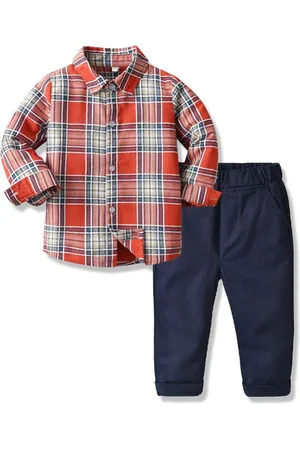 Stylecast Boys Red Checked Shirt with Trousers