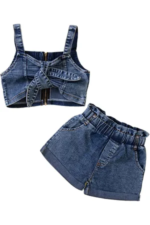Stylecast Girls Blue Shoulder Straps Top with Shorts