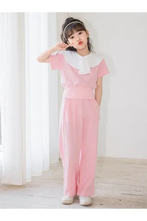 Stylecast Girls Pink Colourblocked Pure Cotton Top with Pyjamas