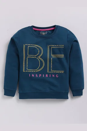 Eteenz Girls Typography Printed Round-Neck Premium Cotton Sweatshirt